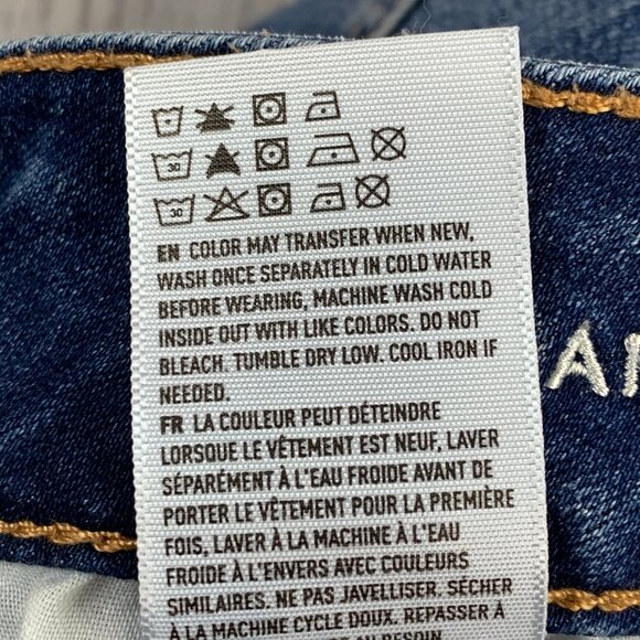 American Eagle Jeans 12 Straight Style Inseam 30.5" Distressed Knees Medium Wash - Picture 13 of 13